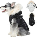 Waterproof Dog Coat Jacket with Faux Fur Hood & Reflective Strap Wags & Whiskers Pet Supply