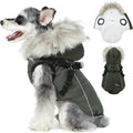 Waterproof Dog Coat Jacket with Faux Fur Hood & Reflective Strap by Wags & Whiskers Pet Supply
