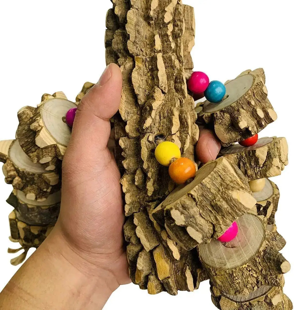 Large Parrot Toy Natural Wood Chew Macaw African Grey Cockatoo Cage by Wags & Whiskers Pet Supply