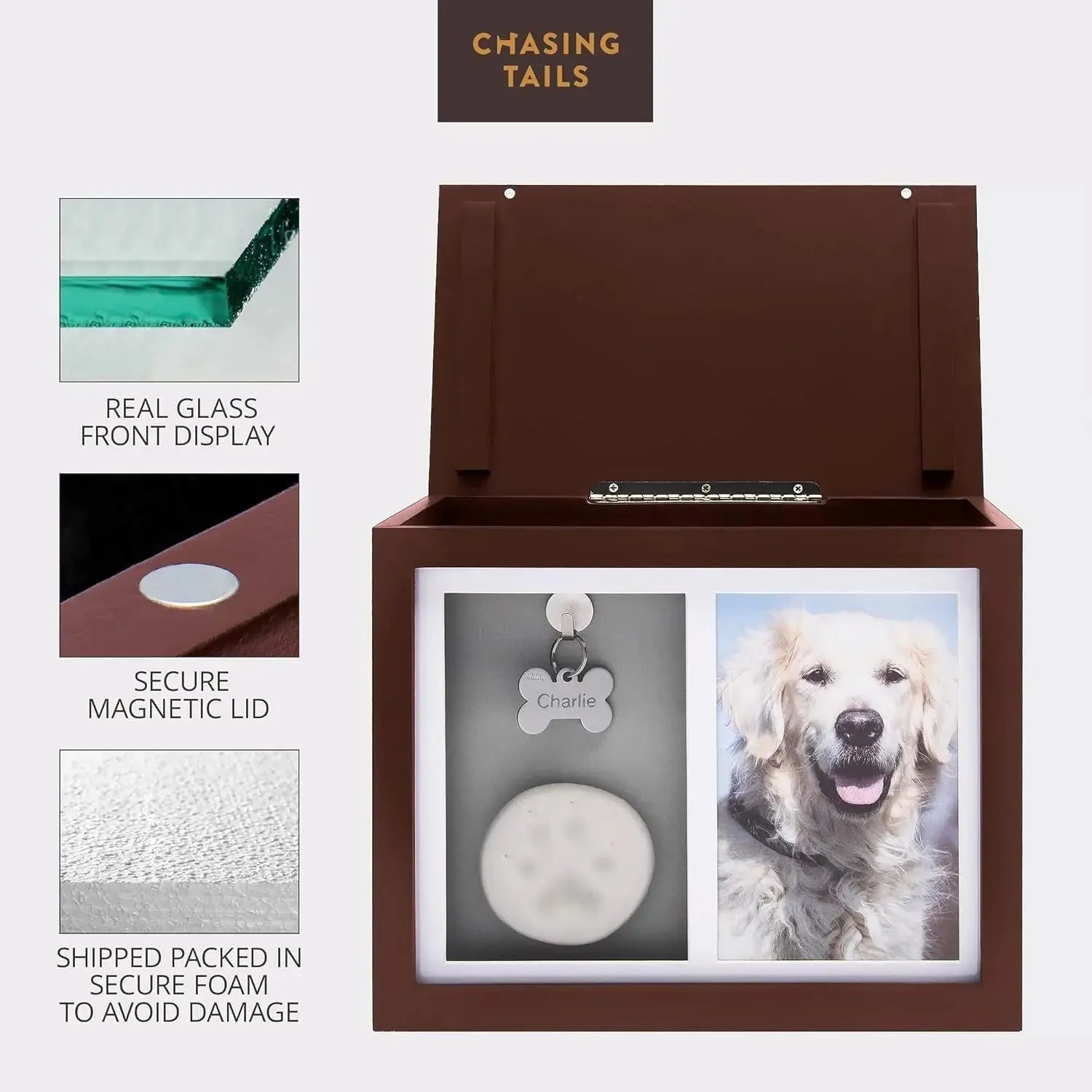 Pet Memorial Urn Keepsake Box for Dogs & Cats w/ Paw Print Kit & Album Wags & Whiskers Pet Supply