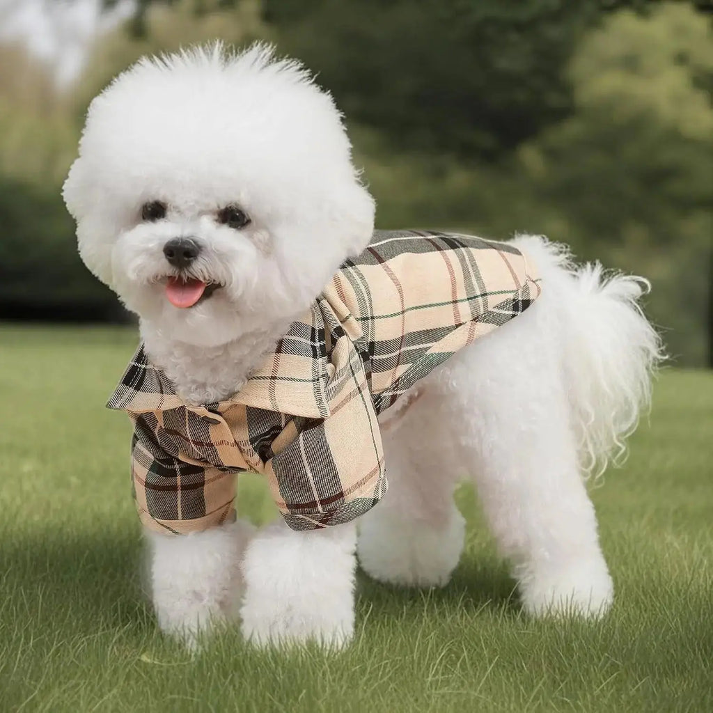 Plaid Dog Polo Shirt Soft Pet Outfit for Small & Medium Dogs and Cats Wags & Whiskers Pet Supply