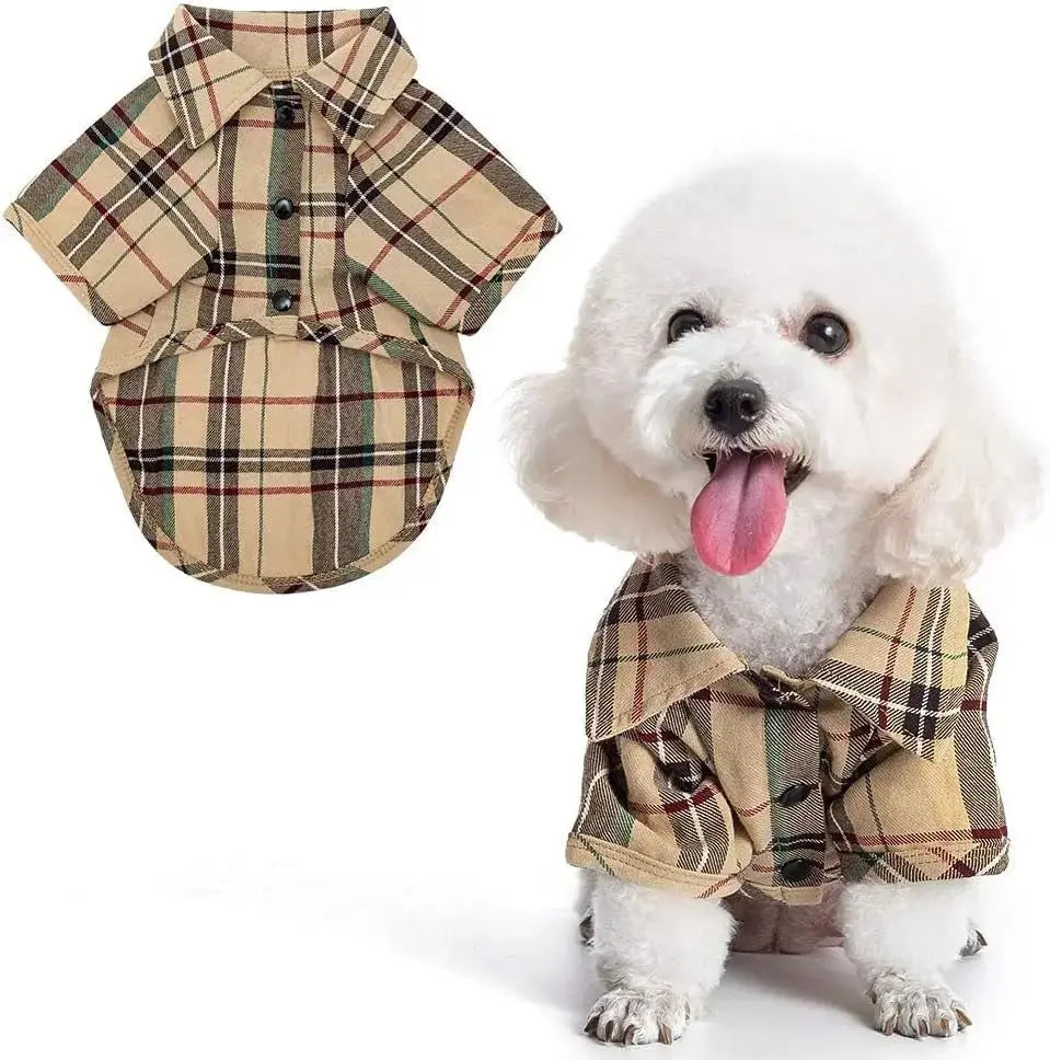 Plaid Dog Polo Shirt Soft Pet Outfit for Small & Medium Dogs and Cats Wags & Whiskers Pet Supply