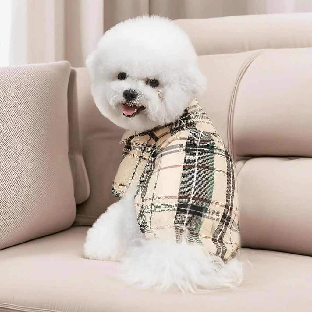 Plaid Dog Polo Shirt Soft Pet Outfit for Small & Medium Dogs and Cats Wags & Whiskers Pet Supply