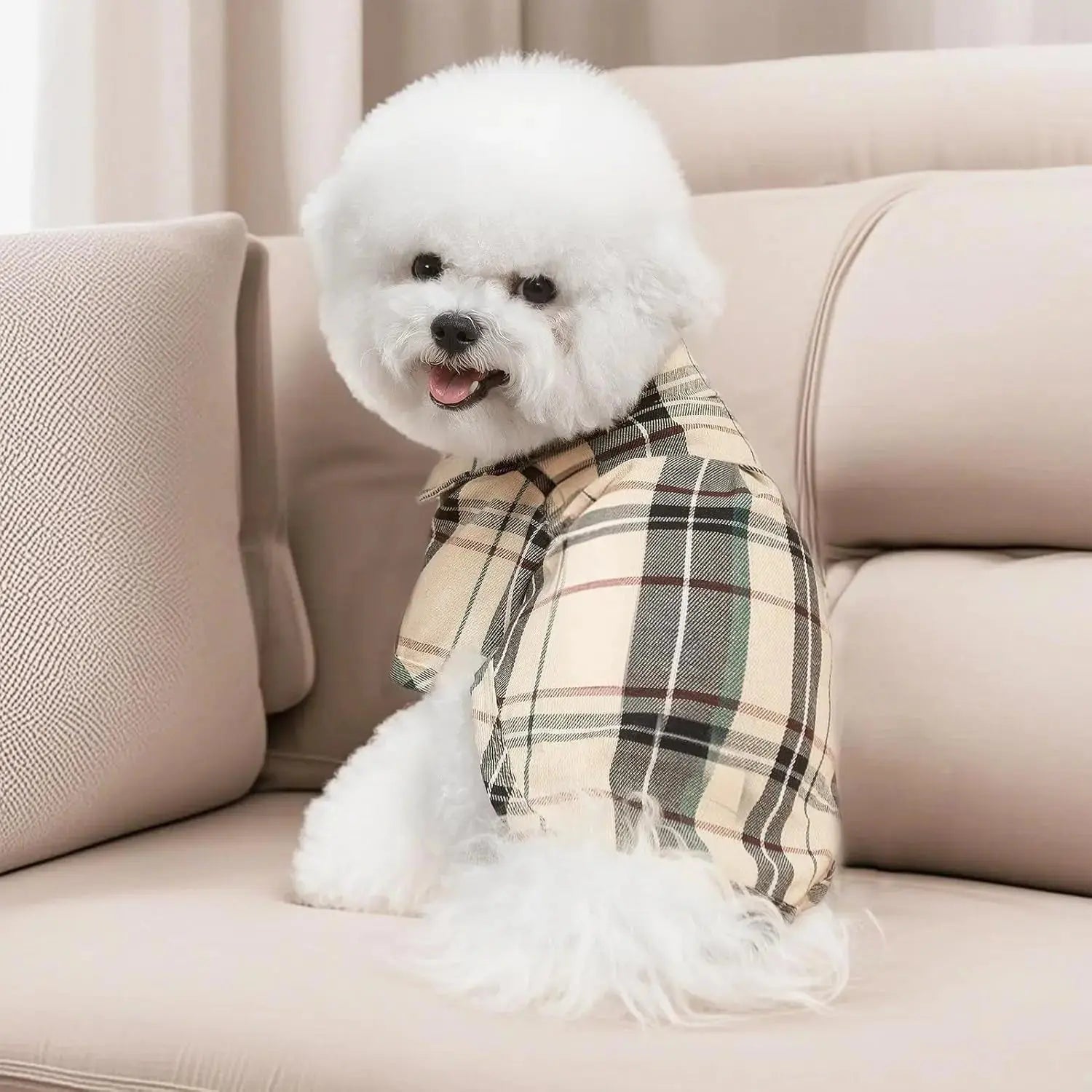 Plaid Dog Polo Shirt Soft Pet Outfit for Small & Medium Dogs and Cats Wags & Whiskers Pet Supply