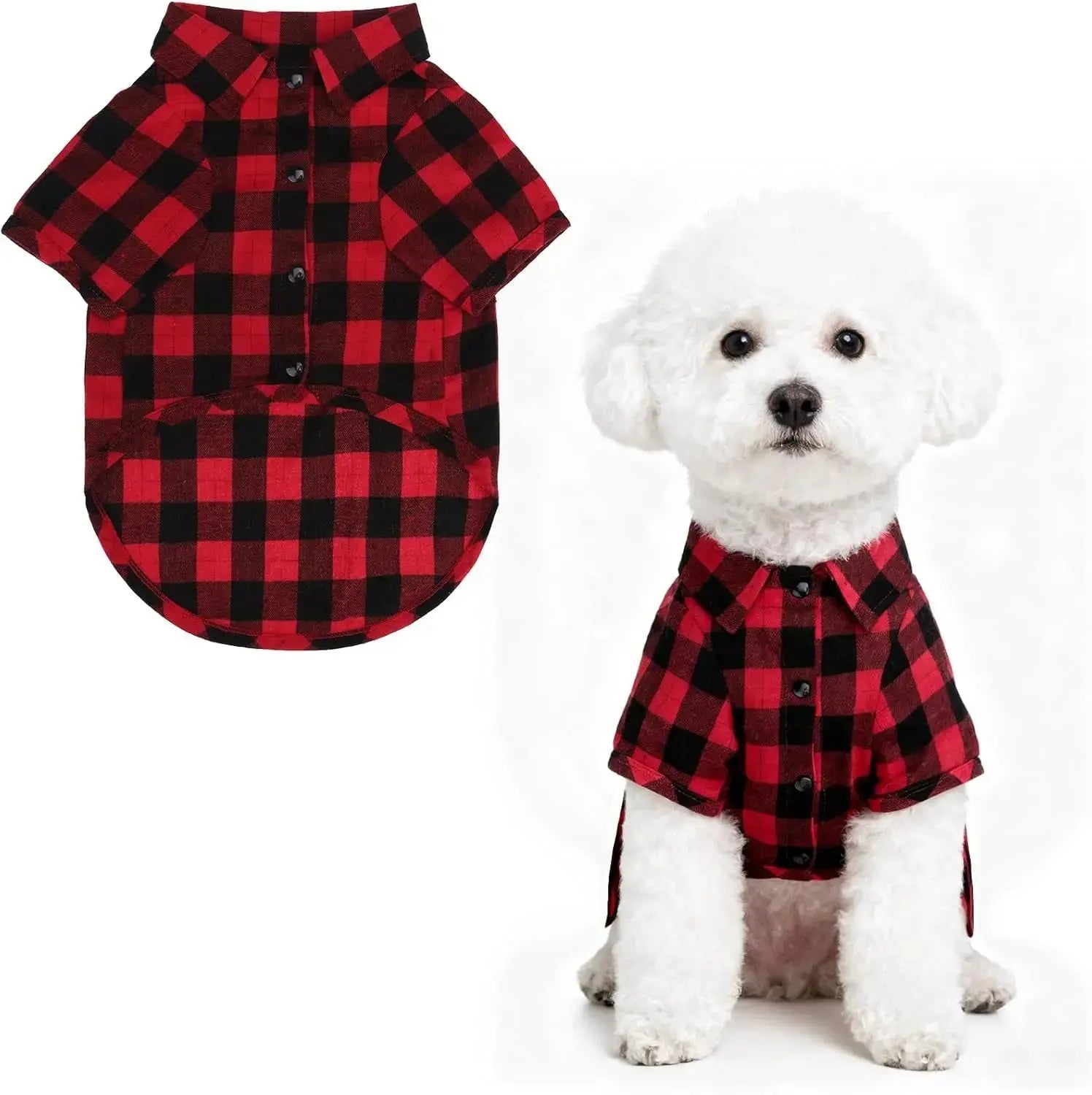 Plaid Dog Polo Shirt Soft Pet Outfit for Small & Medium Dogs and Cats Wags & Whiskers Pet Supply