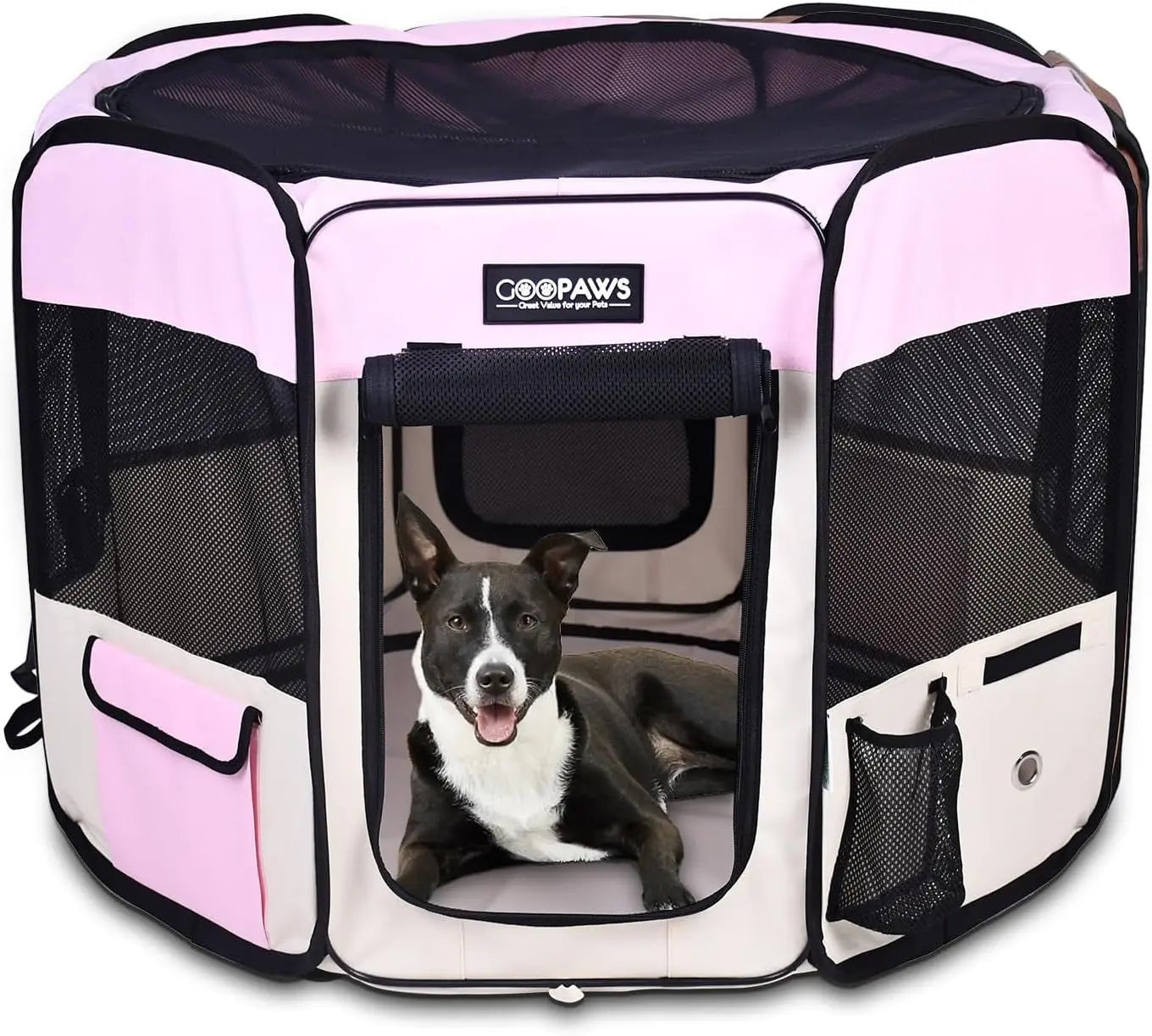 Pop Up Dog Playpen Portable Foldable Pet Exercise Pen Indoor Outdoor Puppy Travel Wags & Whiskers Pet Supply