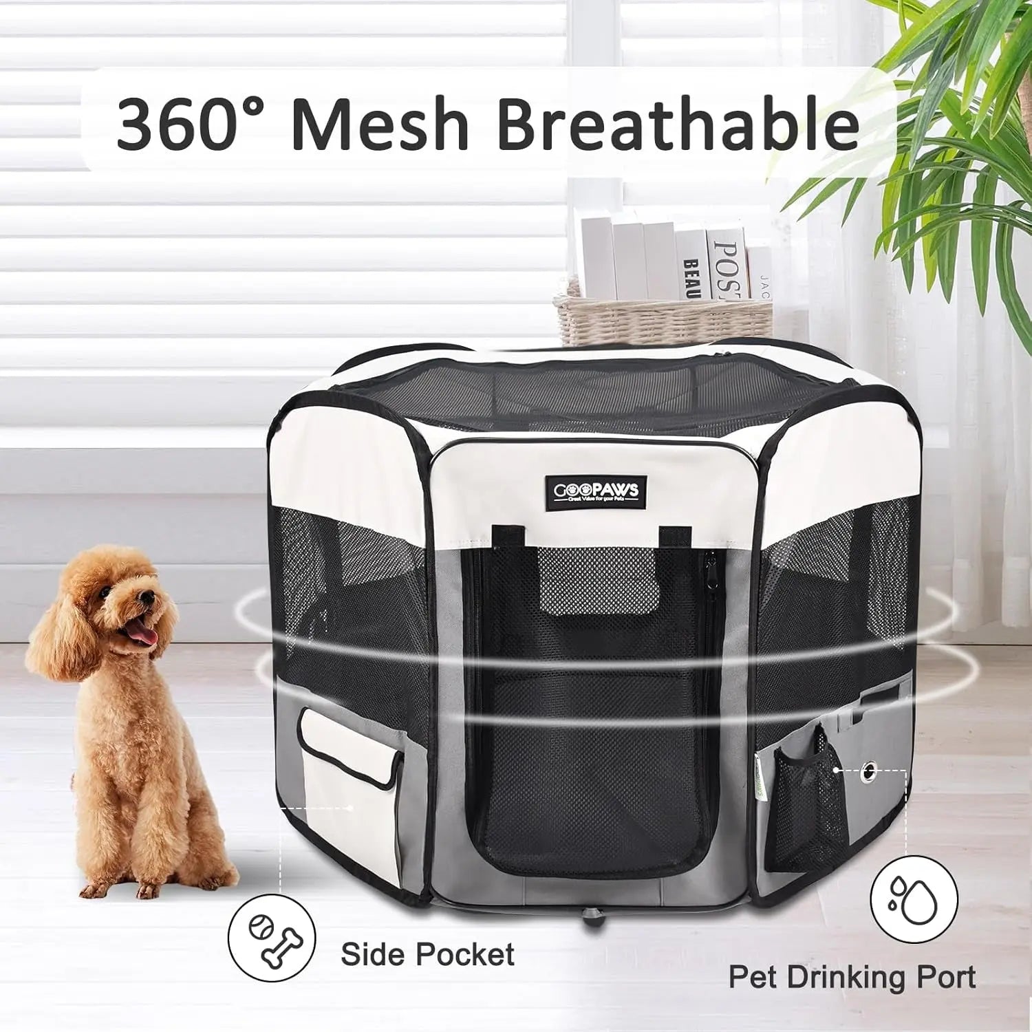 Pop Up Dog Playpen Portable Foldable Pet Exercise Pen Indoor Outdoor Puppy Travel Wags & Whiskers Pet Supply