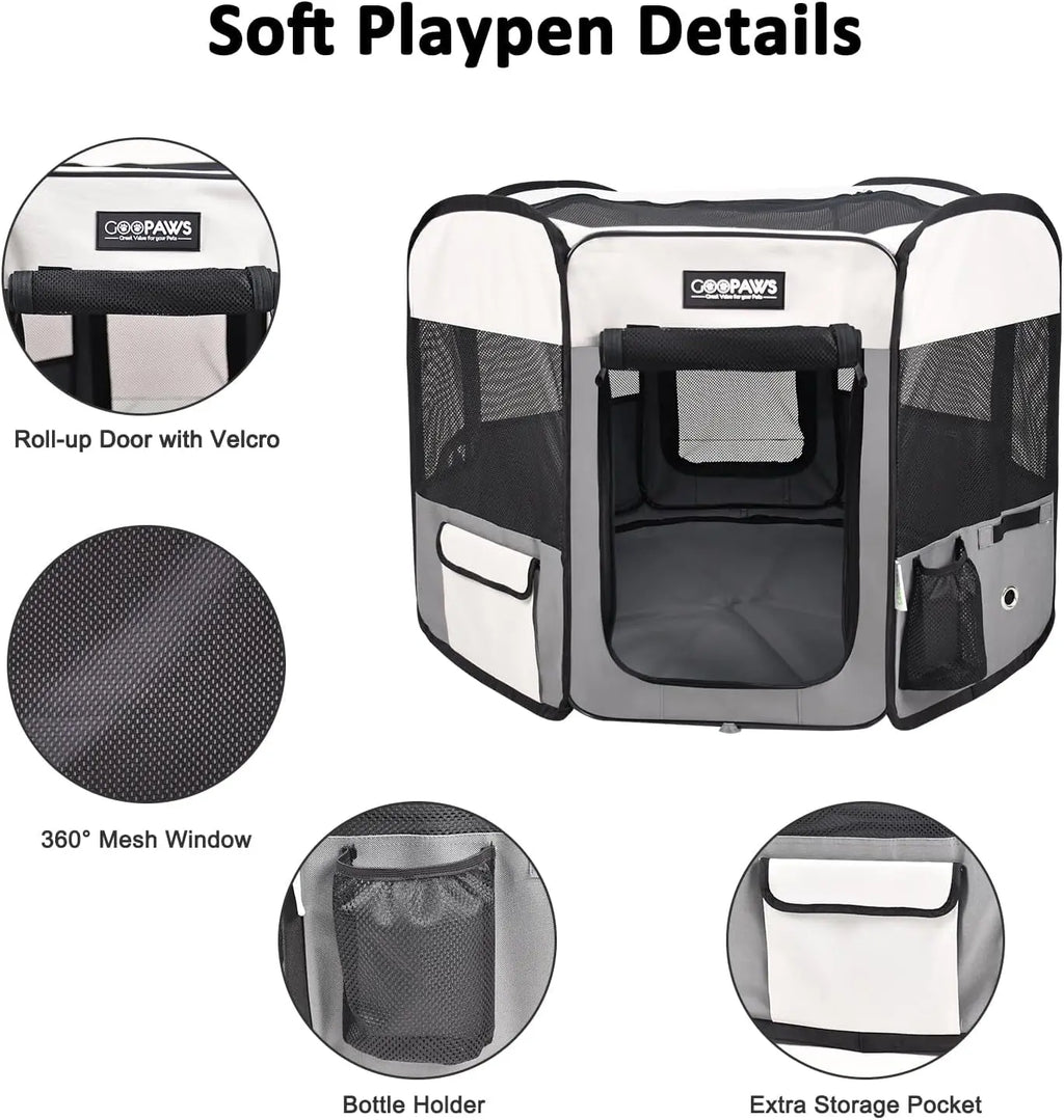 Pop Up Dog Playpen Portable Foldable Pet Exercise Pen Indoor Outdoor Puppy Travel Wags & Whiskers Pet Supply