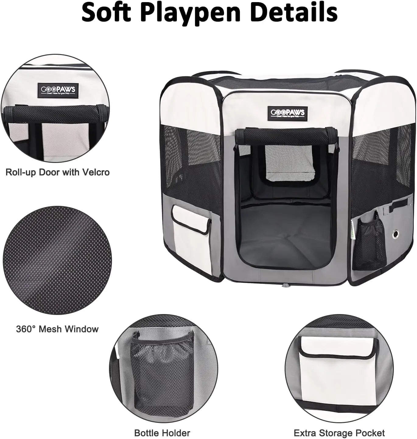 Pop Up Dog Playpen Portable Foldable Pet Exercise Pen Indoor Outdoor Puppy Travel Wags & Whiskers Pet Supply