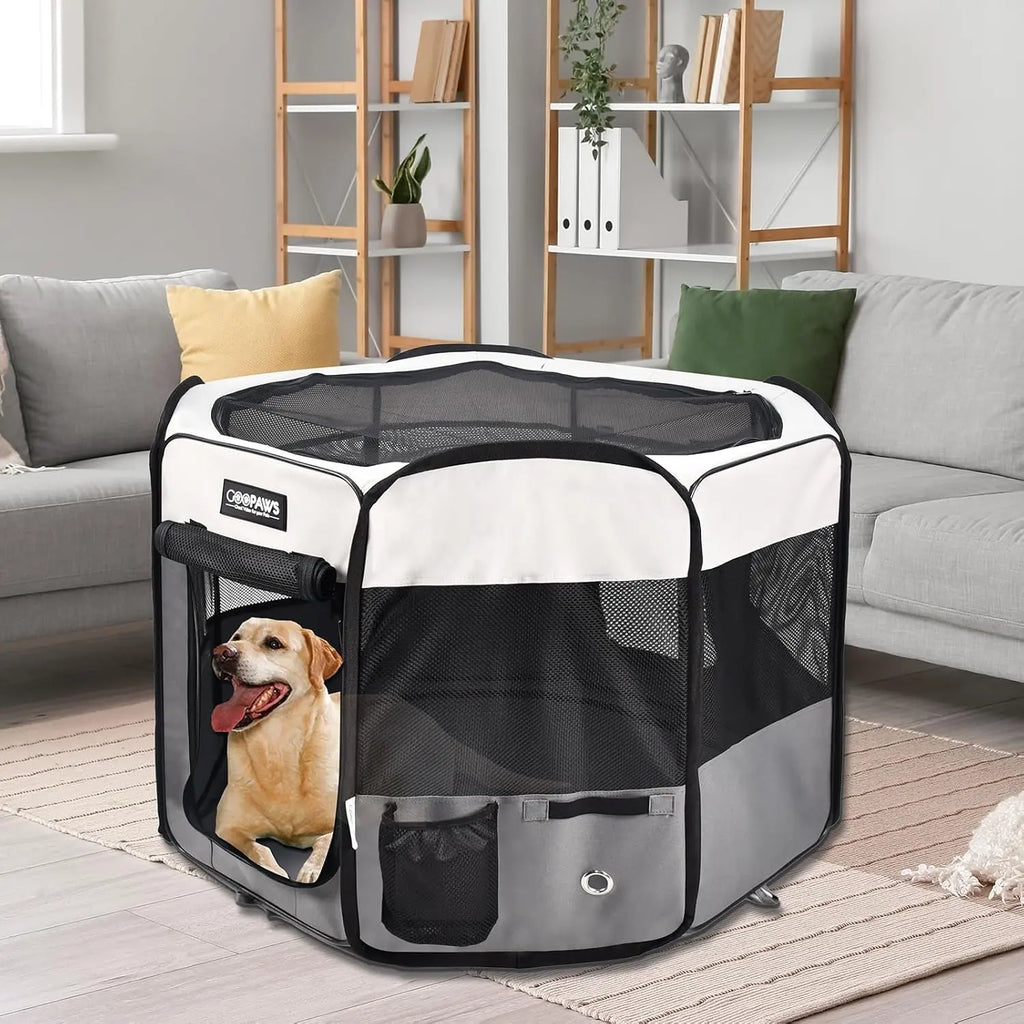 Pop Up Dog Playpen Portable Foldable Pet Exercise Pen Indoor Outdoor Puppy Travel Wags & Whiskers Pet Supply