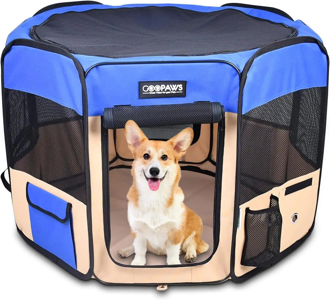 Pop Up Dog Playpen Portable Foldable Pet Exercise Pen Indoor Outdoor Puppy Travel Wags & Whiskers Pet Supply