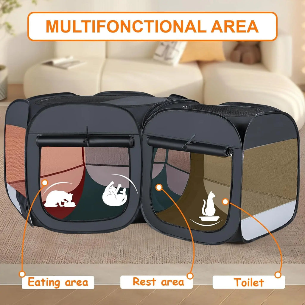 Portable Cat & Dog Playpen 2-in-1 Foldable Indoor Pet Tent Large Collapsible Wags & Whiskers Pet Supply