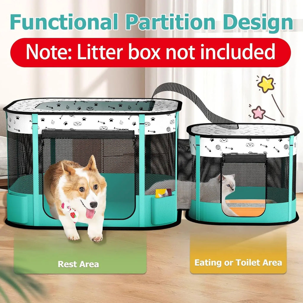 Portable Cat & Dog Playpen Foldable Pet Tent 32" Indoor Outdoor 600D Oxford Wags & Whiskers Pet Supply
