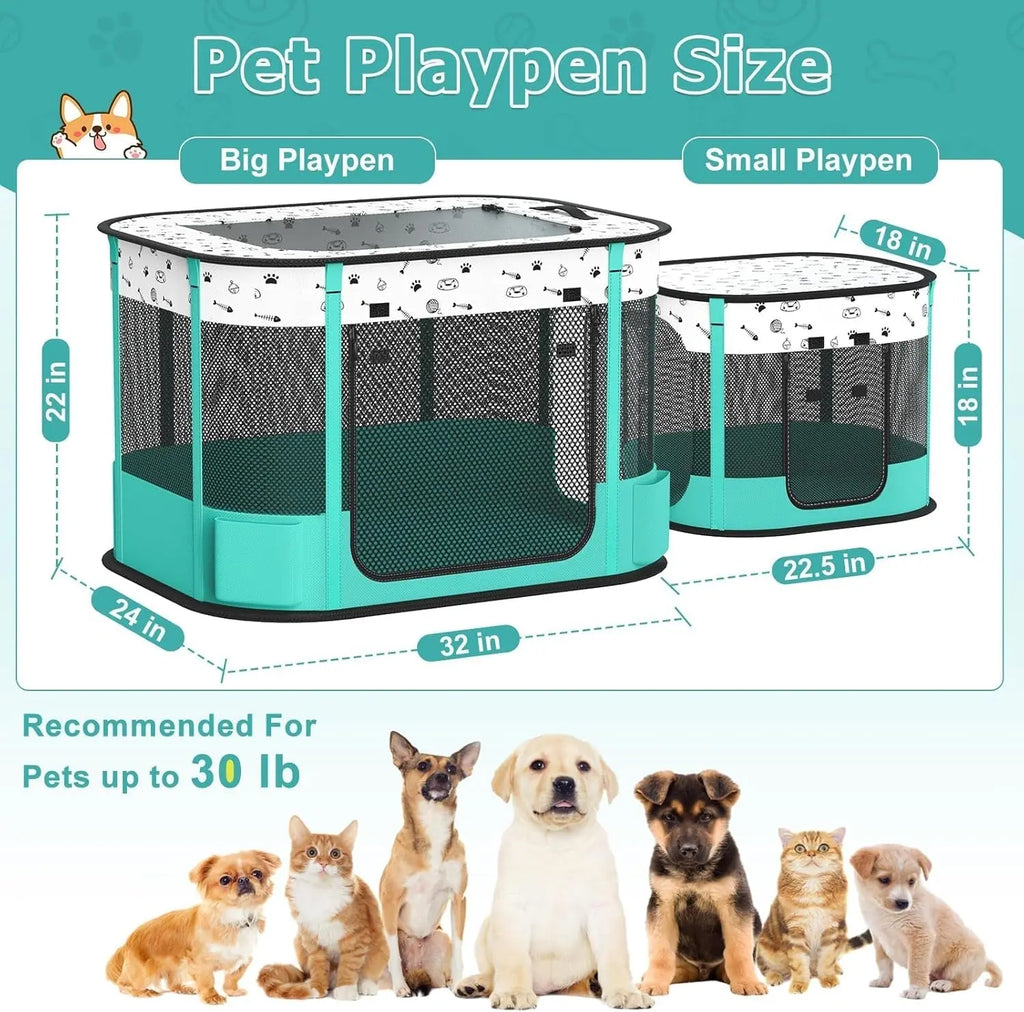 Portable Cat & Dog Playpen Foldable Pet Tent 32" Indoor Outdoor 600D Oxford Wags & Whiskers Pet Supply