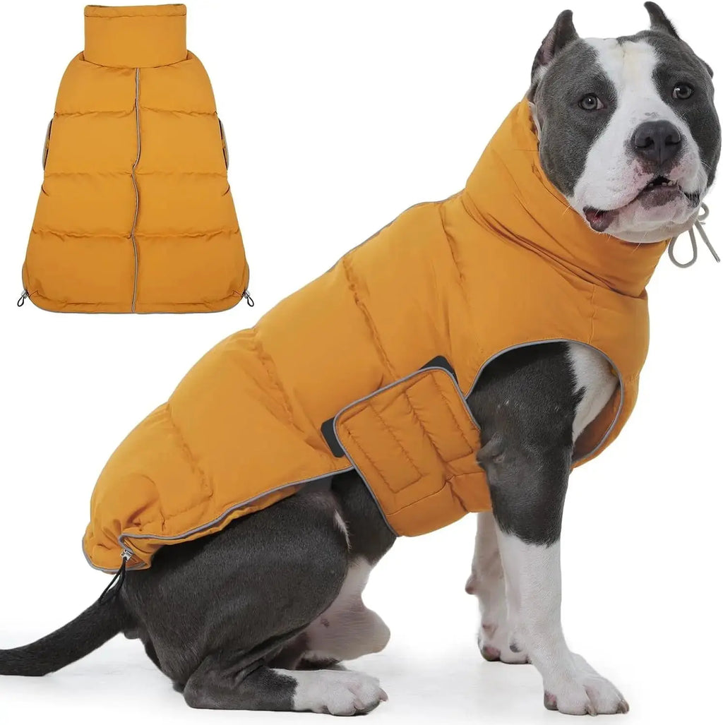 Puffer Waterproof Dog Jacket – Warm Winter Coat XS–3XL, Reflective & Adjustable Wags & Whiskers Pet Supply