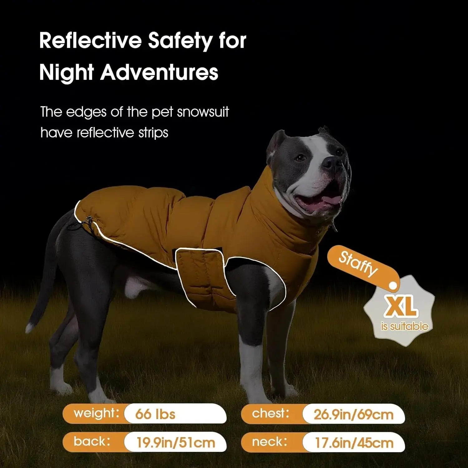 Puffer Waterproof Dog Jacket – Warm Winter Coat XS–3XL, Reflective & Adjustable Wags & Whiskers Pet Supply