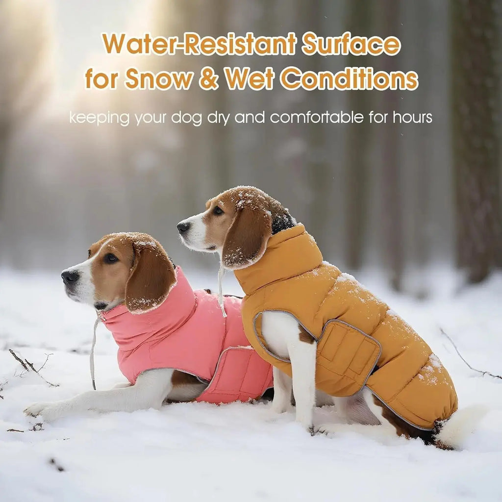 Puffer Waterproof Dog Jacket – Warm Winter Coat XS–3XL, Reflective & Adjustable Wags & Whiskers Pet Supply