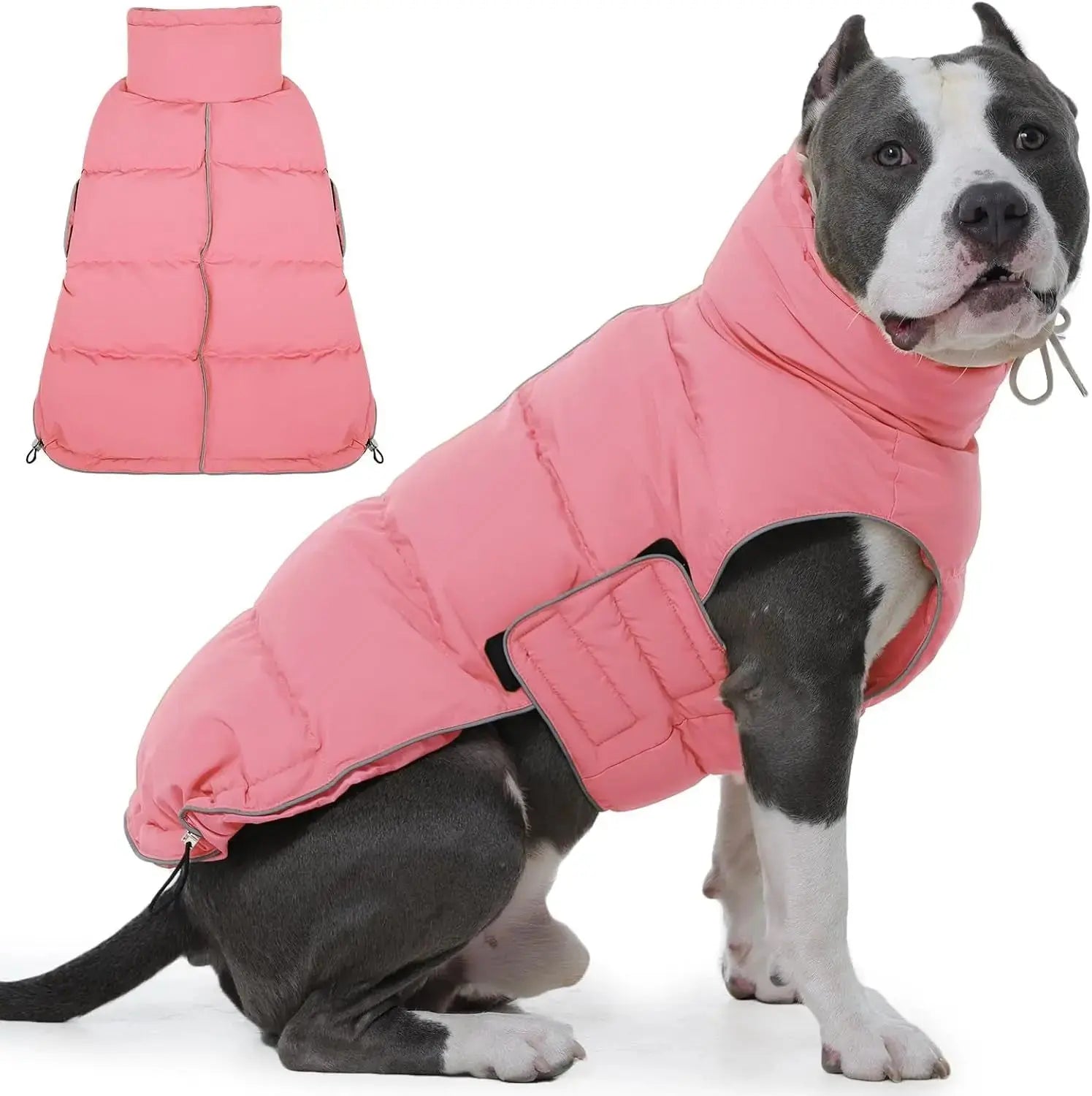 Puffer Waterproof Dog Jacket – Warm Winter Coat XS–3XL, Reflective & Adjustable Wags & Whiskers Pet Supply