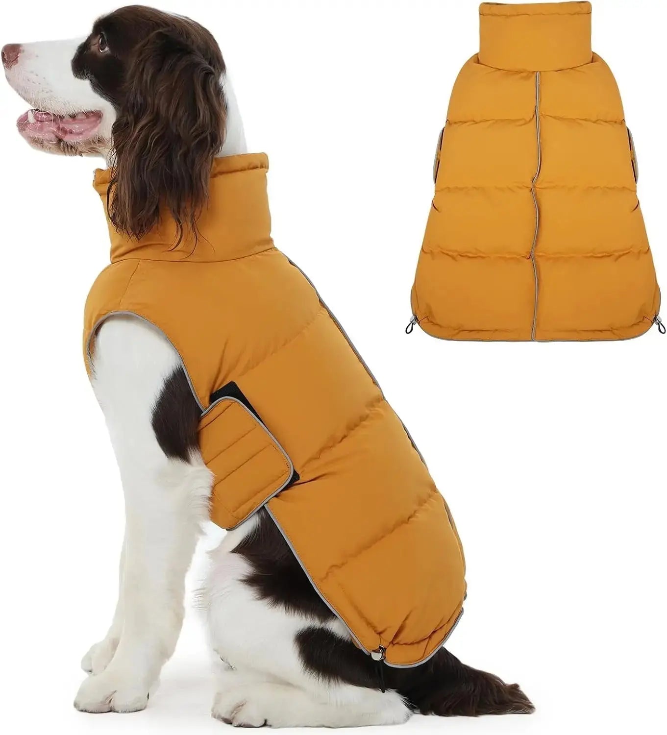 Puffer Waterproof Dog Jacket – Warm Winter Coat XS–3XL, Reflective & Adjustable Wags & Whiskers Pet Supply