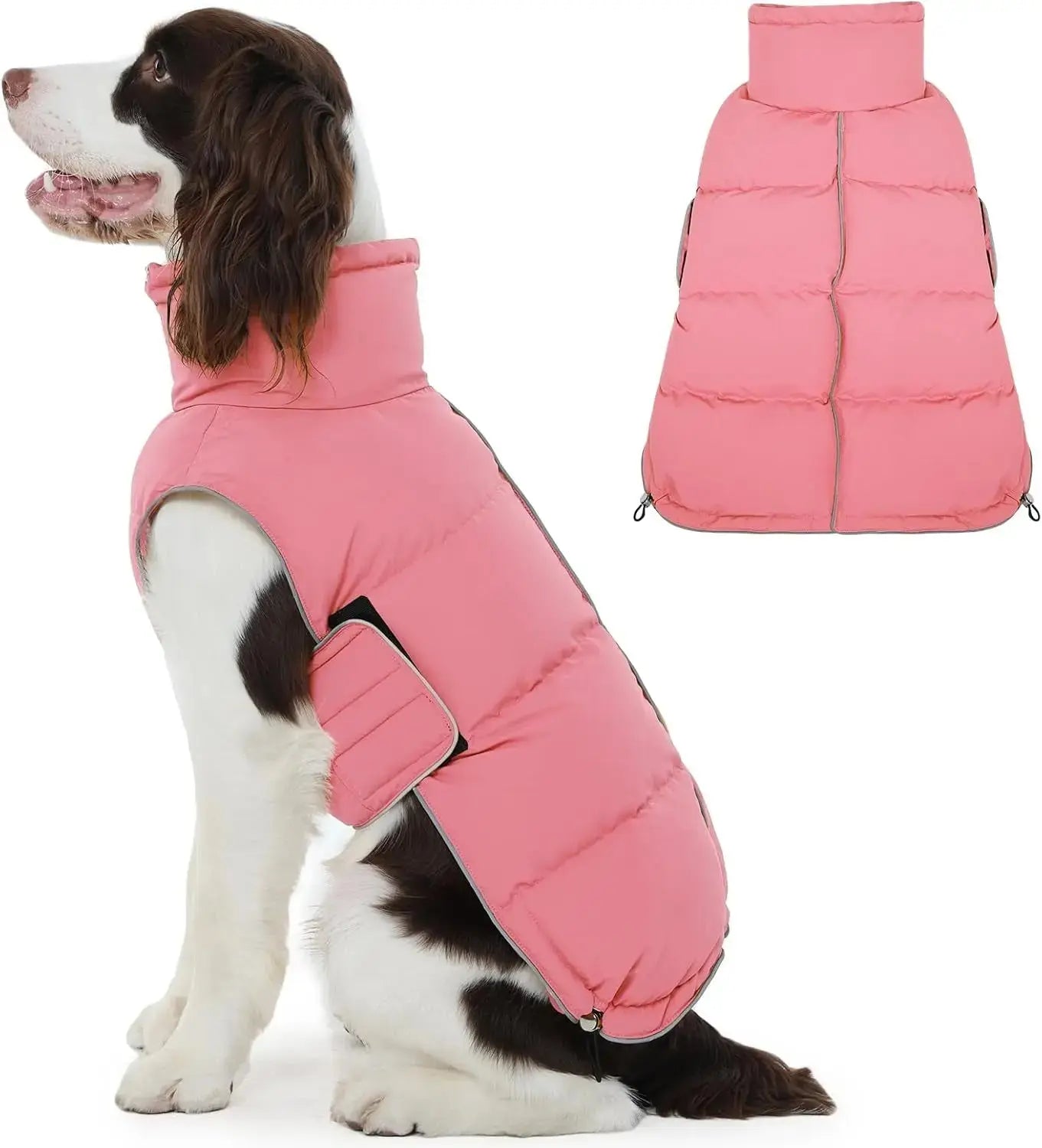 Puffer Waterproof Dog Jacket – Warm Winter Coat XS–3XL, Reflective & Adjustable Wags & Whiskers Pet Supply