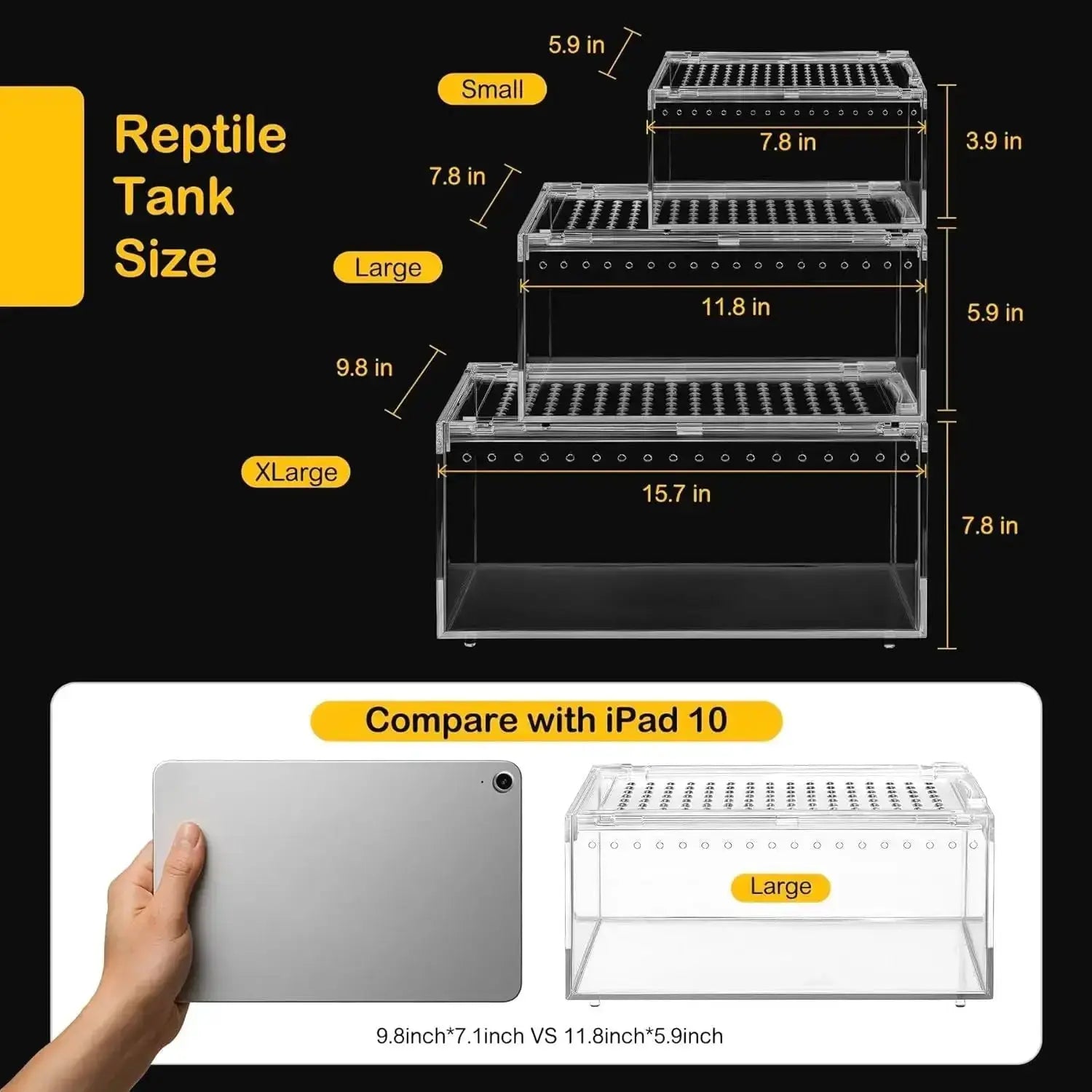 Reptile PC Terrarium Starter Kit Enclosure for Spiders, Geckos & Insects by Wags & Whiskers Pet Supply