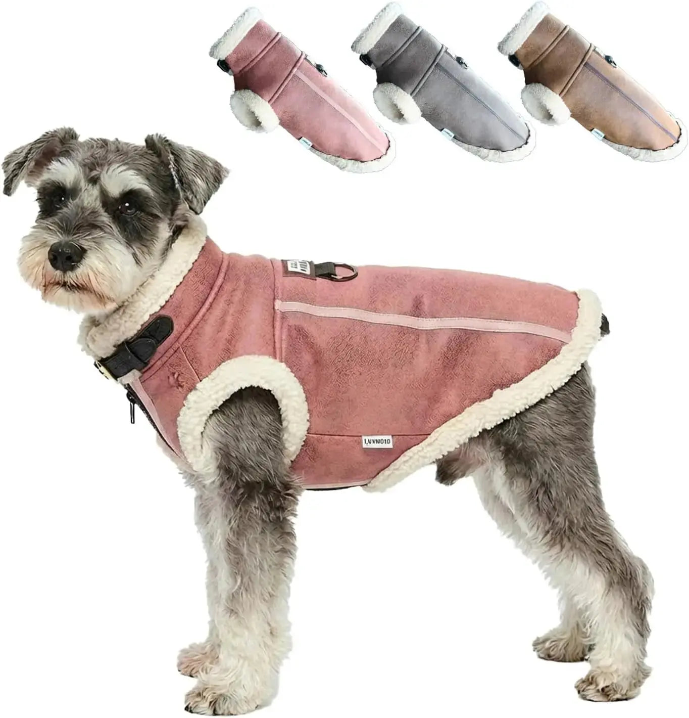Retro Aviator Dog Jacket Faux Leather Sherpa Coat XS-3XL Winter Wags & Whiskers Pet Supply