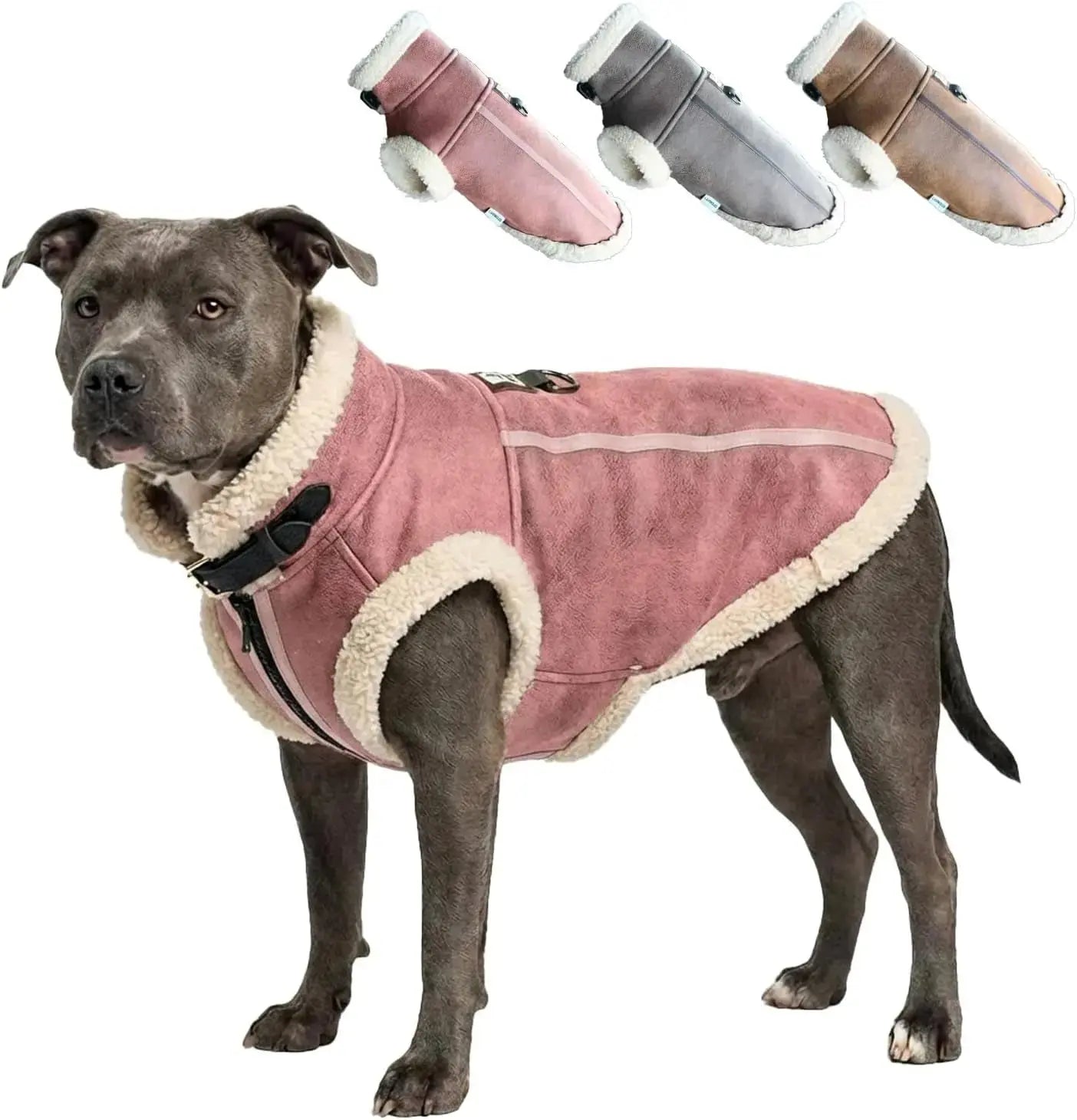 Retro Aviator Dog Jacket Faux Leather Sherpa Coat XS-3XL Winter Wags & Whiskers Pet Supply