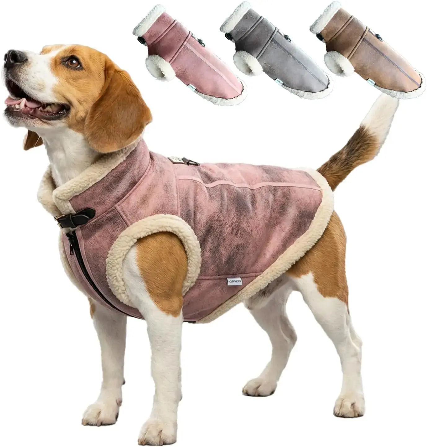 Retro Aviator Dog Jacket Faux Leather Sherpa Coat XS-3XL Winter Wags & Whiskers Pet Supply