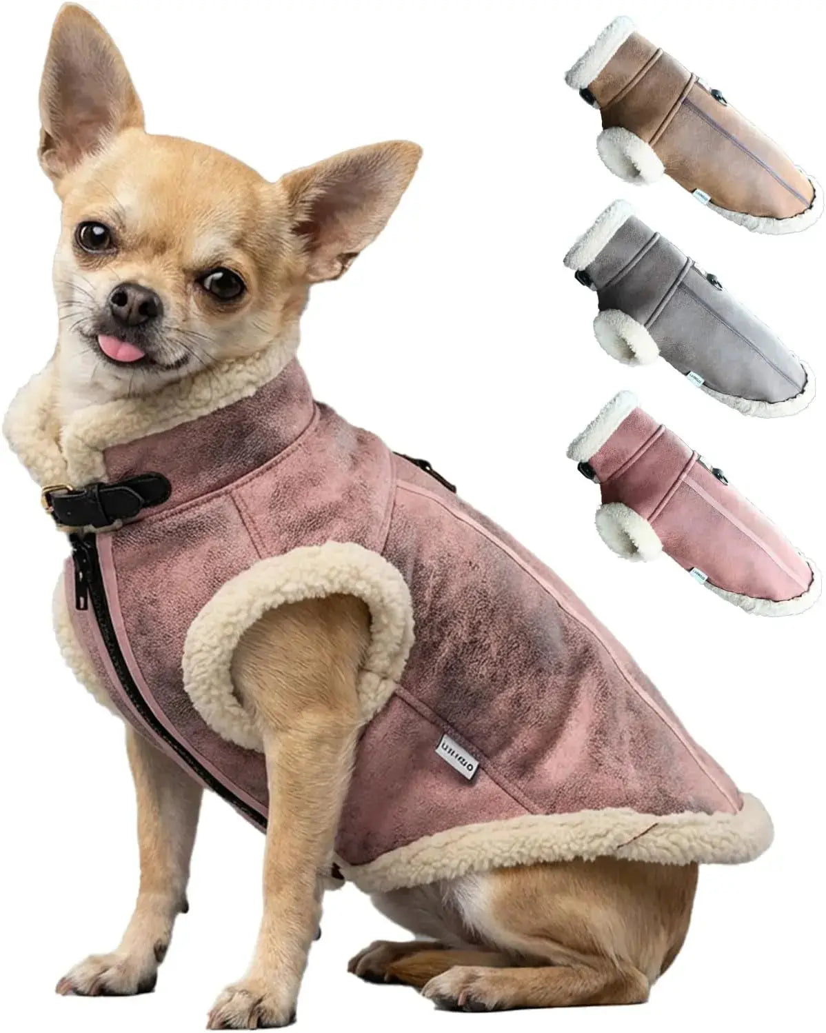 Retro Aviator Dog Jacket Faux Leather Sherpa Coat XS-3XL Winter Wags & Whiskers Pet Supply