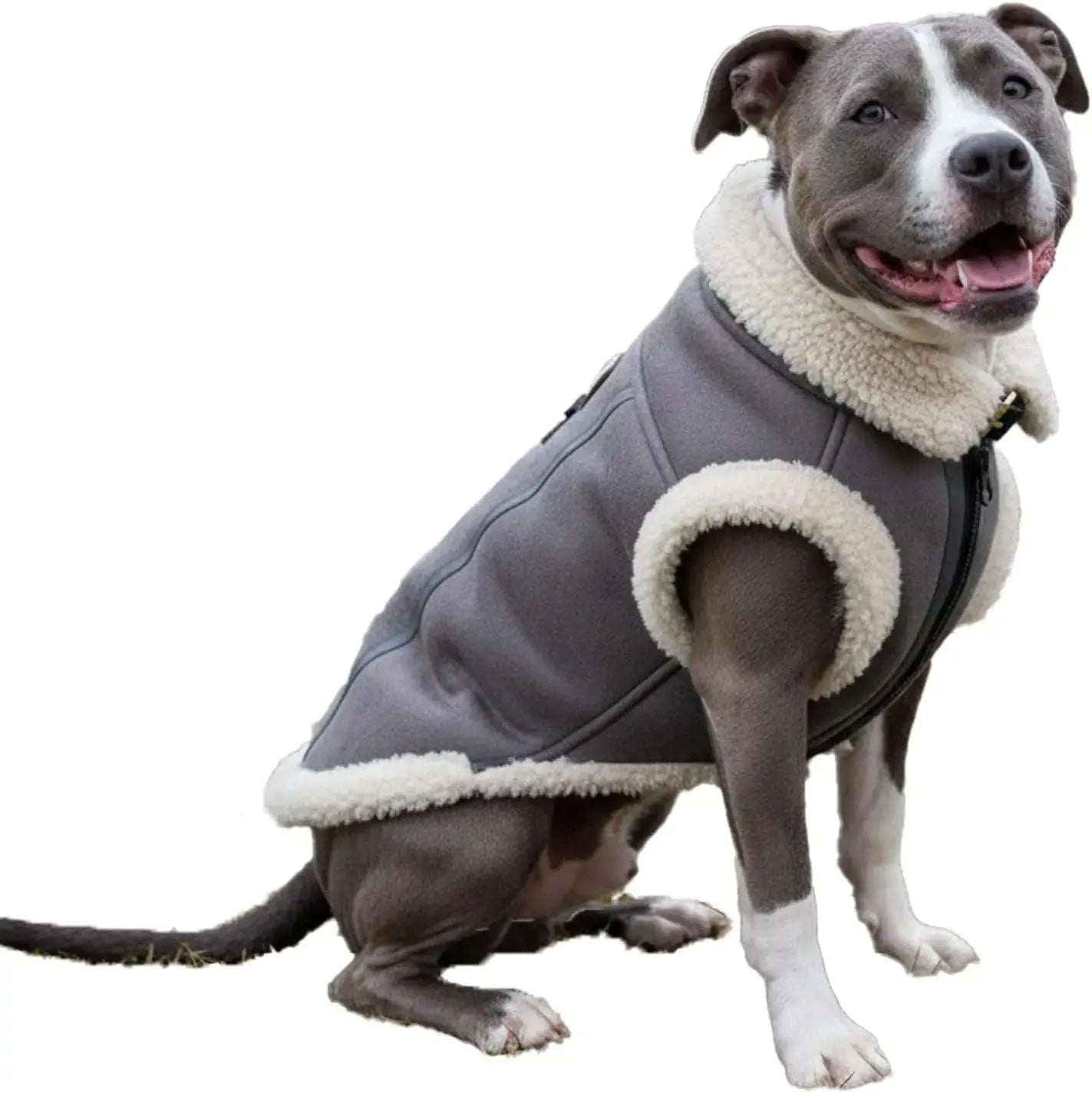 Retro Aviator Dog Jacket Faux Leather Sherpa Coat XS-3XL Winter Wags & Whiskers Pet Supply