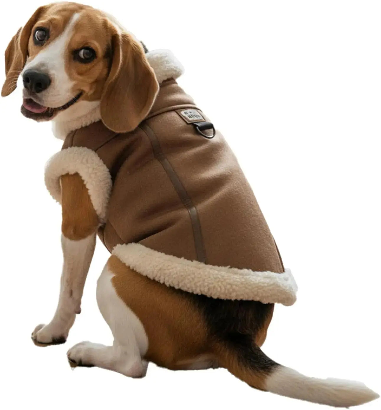 Retro Aviator Dog Jacket Faux Leather Sherpa Coat XS-3XL Winter Wags & Whiskers Pet Supply