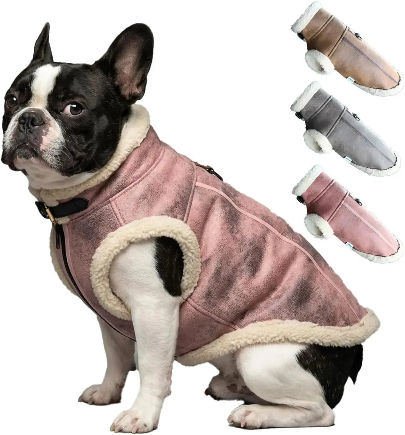 Retro Aviator Dog Jacket Faux Leather Sherpa Coat XS-3XL Winter Wags & Whiskers Pet Supply