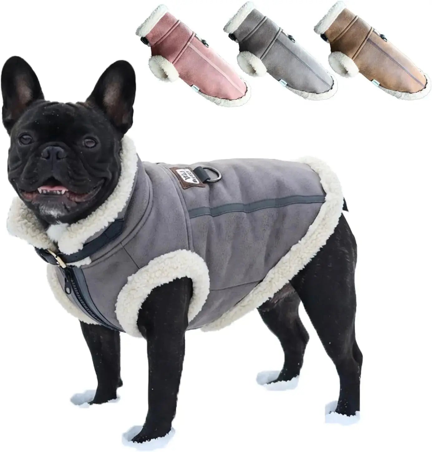 Retro Aviator Dog Jacket Faux Leather Sherpa Coat XS-3XL Winter Wags & Whiskers Pet Supply