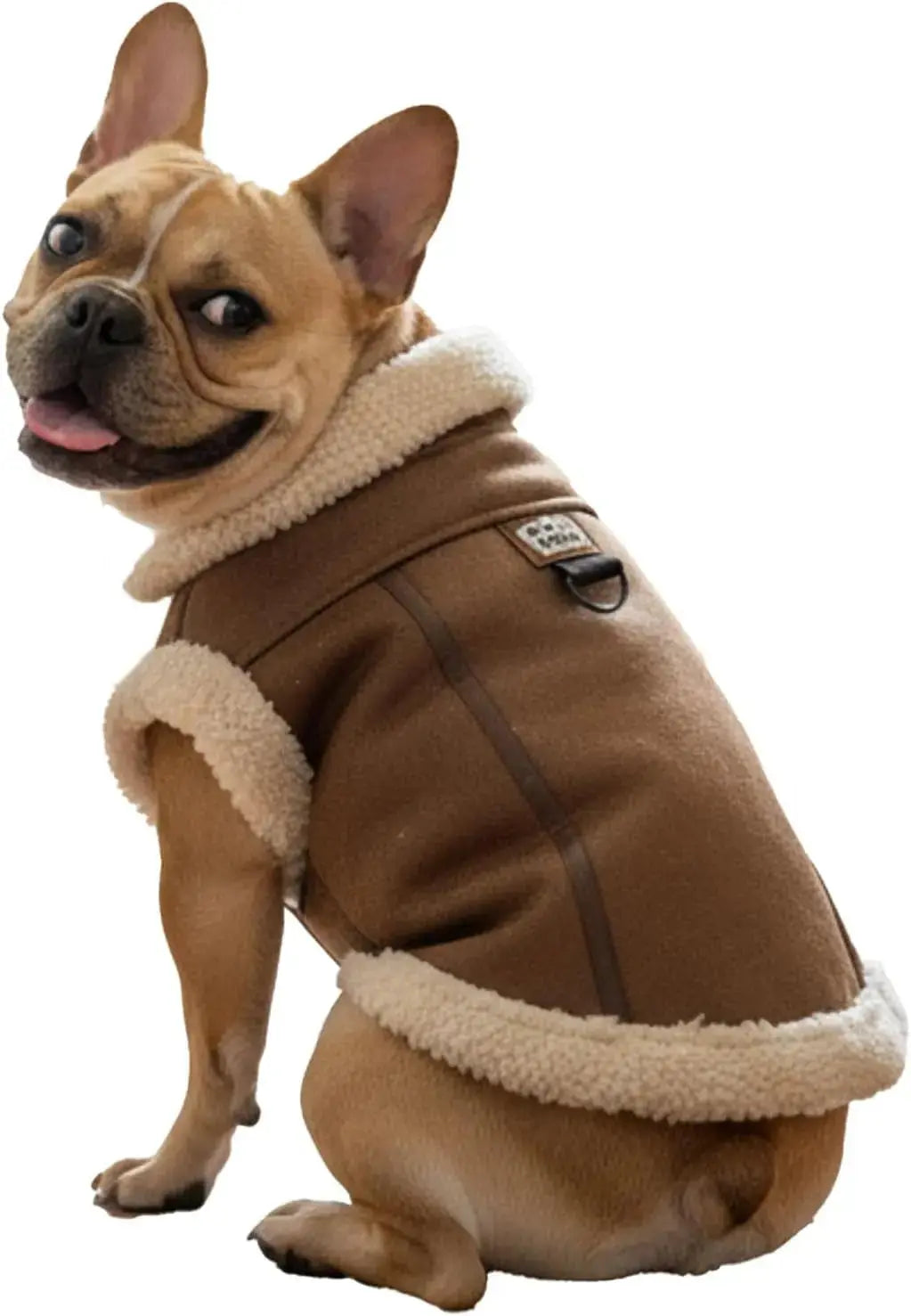 Retro Aviator Dog Jacket Faux Leather Sherpa Coat XS-3XL Winter Wags & Whiskers Pet Supply