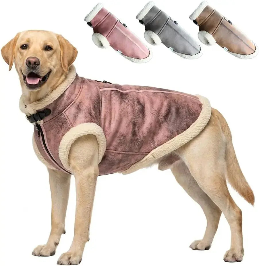 Retro Aviator Dog Jacket Faux Leather Sherpa Coat XS-3XL Winter Wags & Whiskers Pet Supply