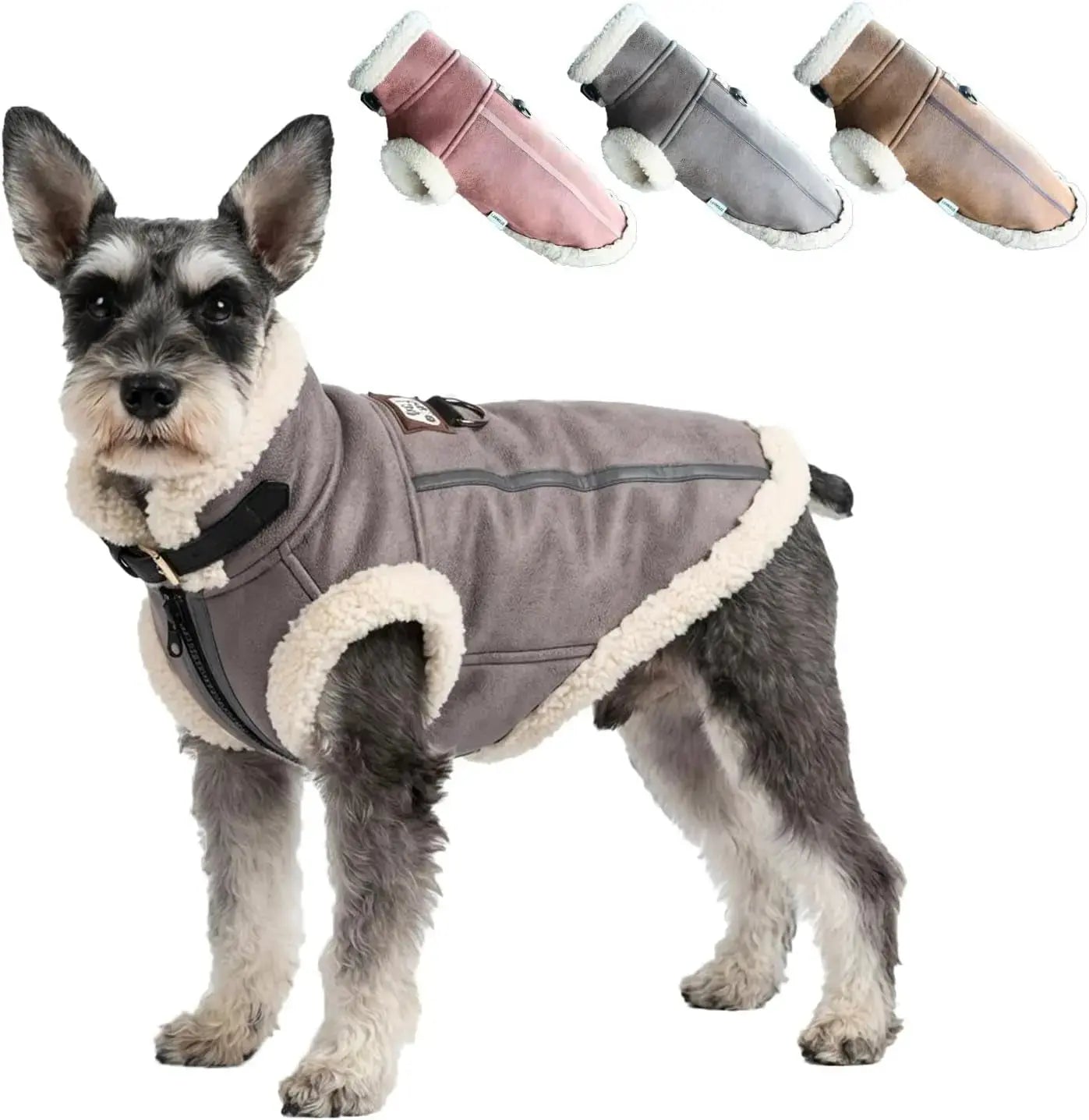 Retro Aviator Dog Jacket Faux Leather Sherpa Coat XS-3XL Winter Wags & Whiskers Pet Supply