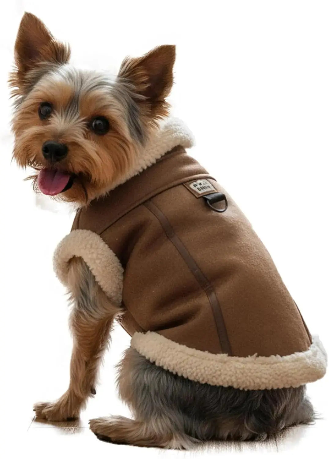 Retro Aviator Dog Jacket Faux Leather Sherpa Coat XS-3XL Winter Wags & Whiskers Pet Supply