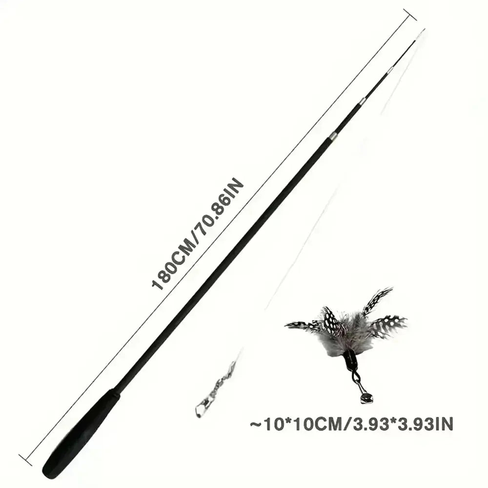 Interactive Long Extendable Pole Cat Toy with Artificial Feathers Pet Supplies for Cats Pet Toy - FurrBaby Necessities