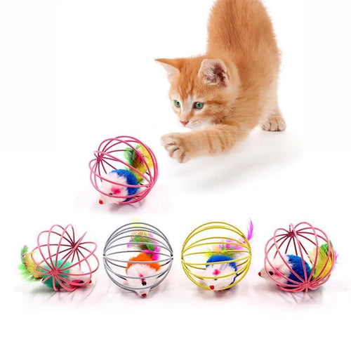 1 Pc Cat Toy Stick Feather Wand with Bell Mouse Cage Toy Plastic Artificial Colorful Cat Teaser Toy Pet Supplies Random Color Hollow Balls with Feather Tail Kitten Chase and Pounce Toy Cat Feather Toy Stevvex