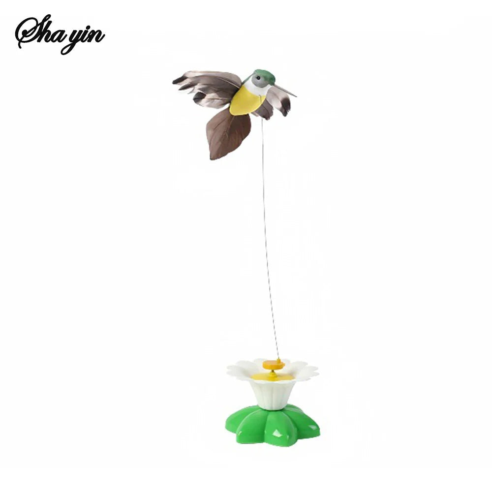 Electric Flying Bird Teasing Stick Automatically Spins Around, Hummingbird Cat Self-Play Toy Pet Zen
