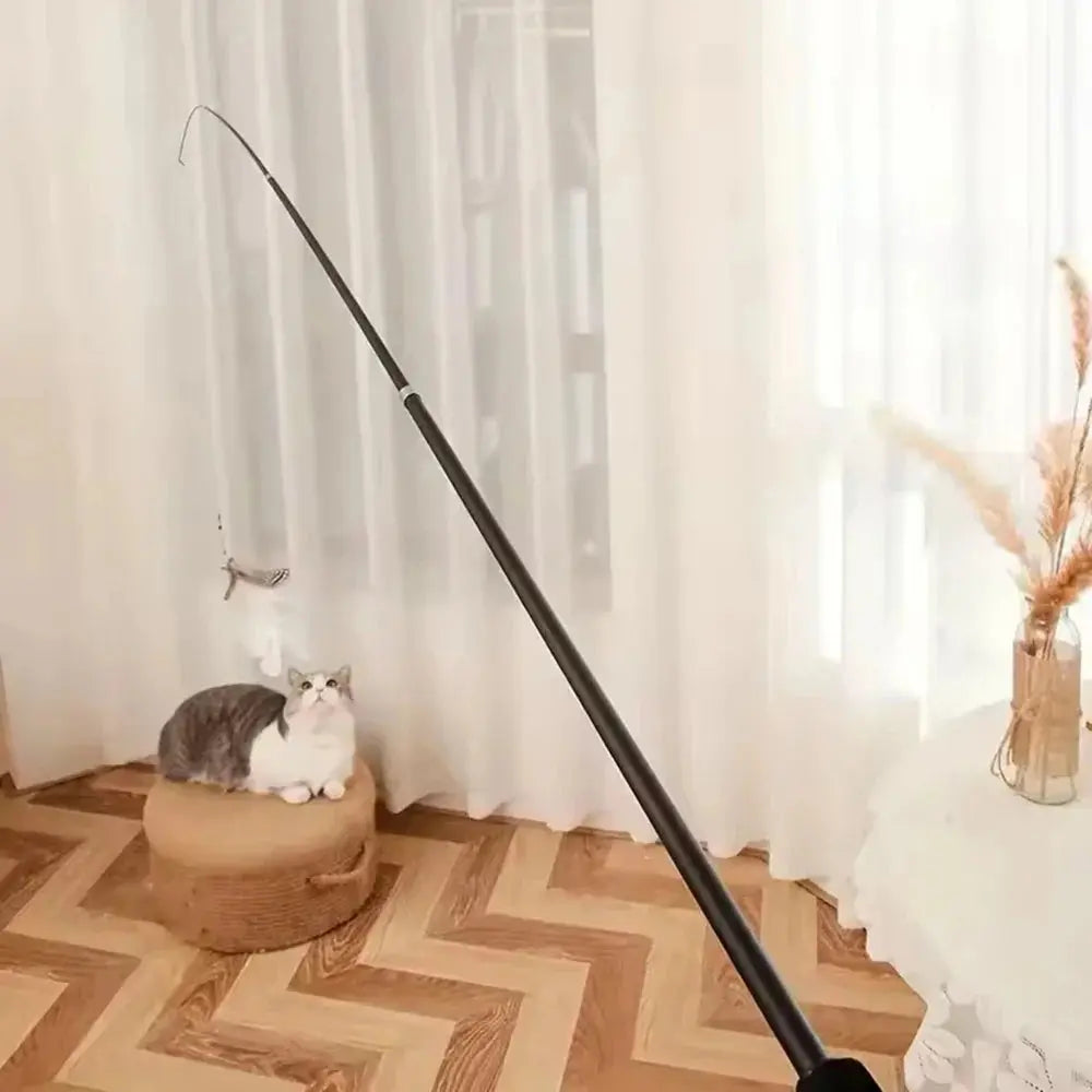 Interactive Long Extendable Pole Cat Toy with Artificial Feathers Pet Supplies for Cats Pet Toy - FurrBaby Necessities
