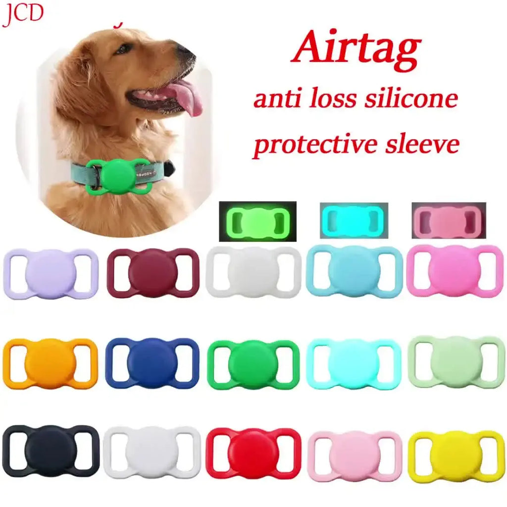 Airtag Pet Lose Proof Silicone Protective Case Dog and Cat Lose Proof GPS Luminous Apple AirTag Case Collar Tracker Protector