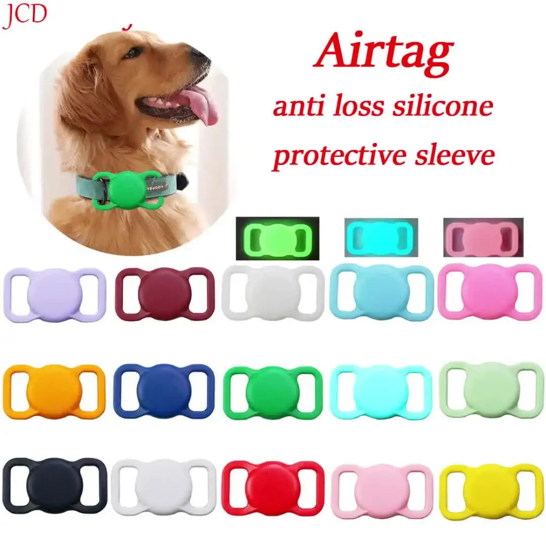 Airtag Pet Lose Proof Silicone Protective Case Dog and Cat Lose Proof GPS Luminous Apple AirTag Case Collar Tracker Protector