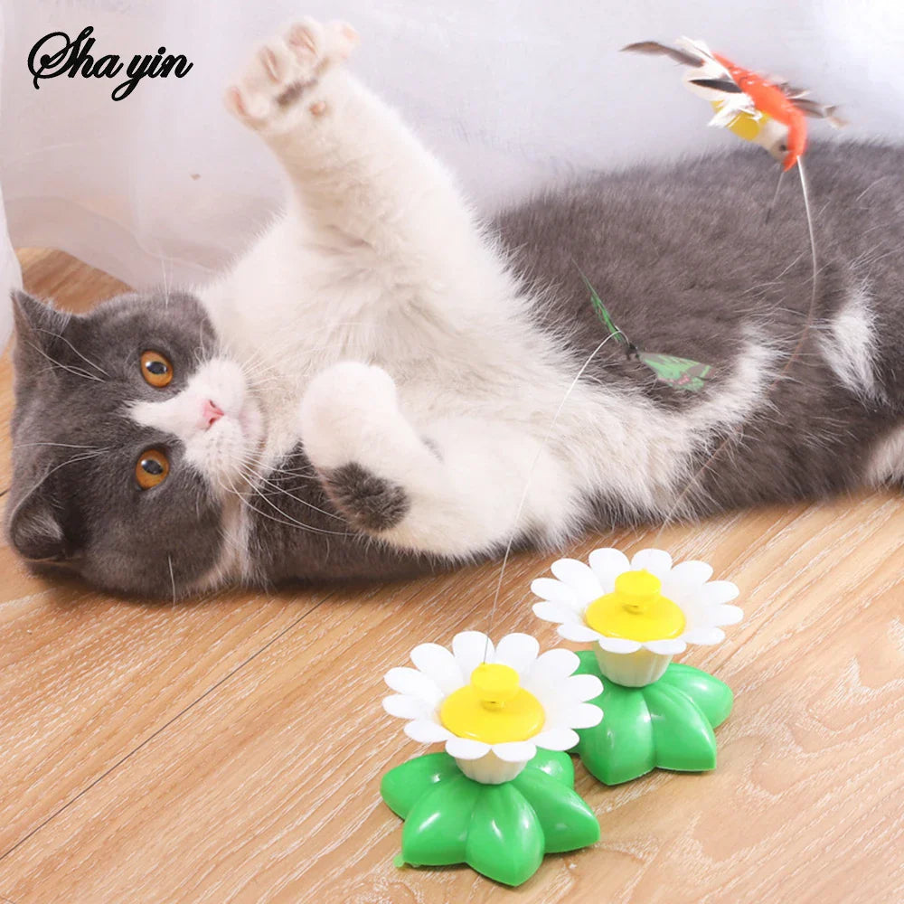 Electric Flying Bird Teasing Stick Automatically Spins Around, Hummingbird Cat Self-Play Toy Pet Zen