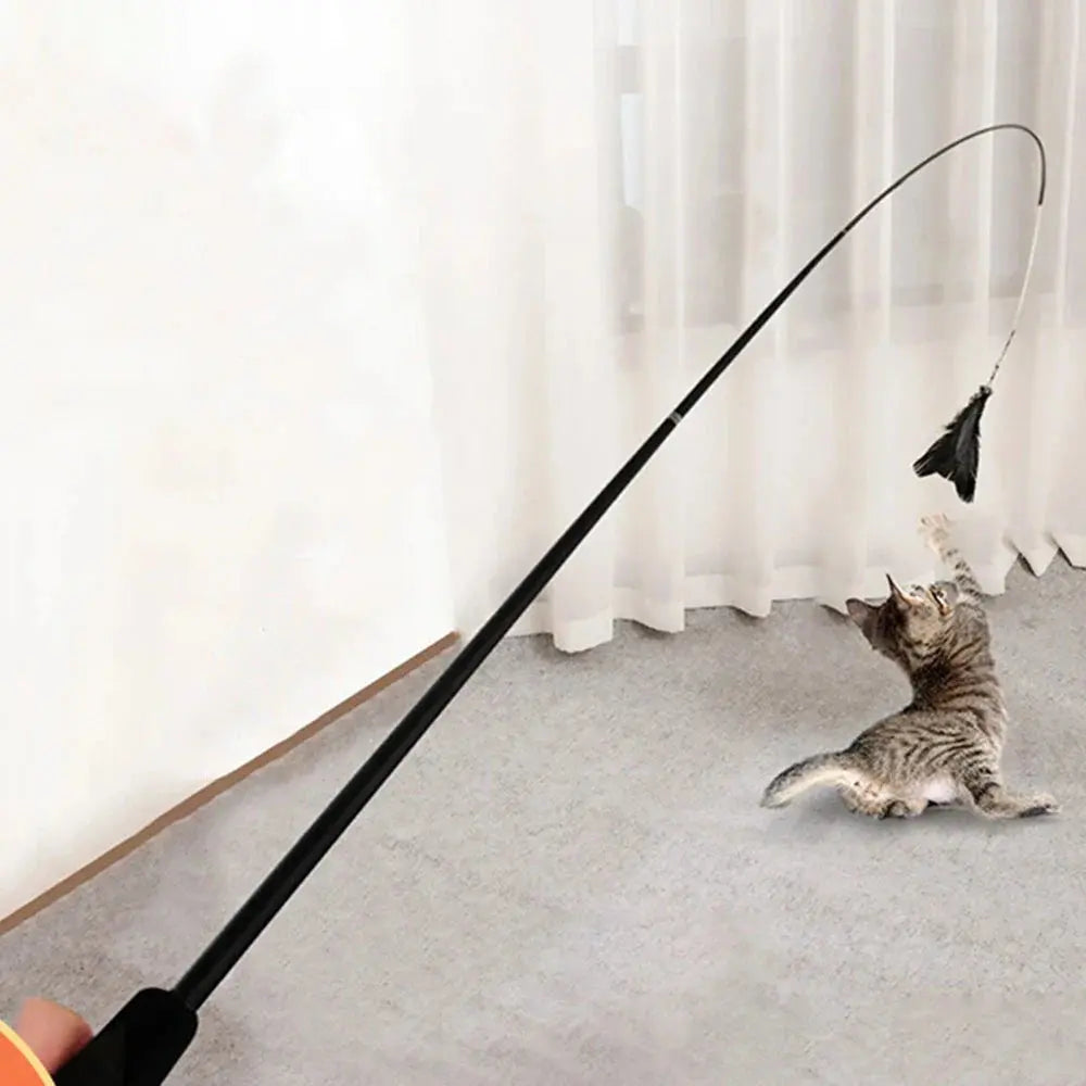 Interactive Long Extendable Pole Cat Toy with Artificial Feathers Pet Supplies for Cats Pet Toy - FurrBaby Necessities