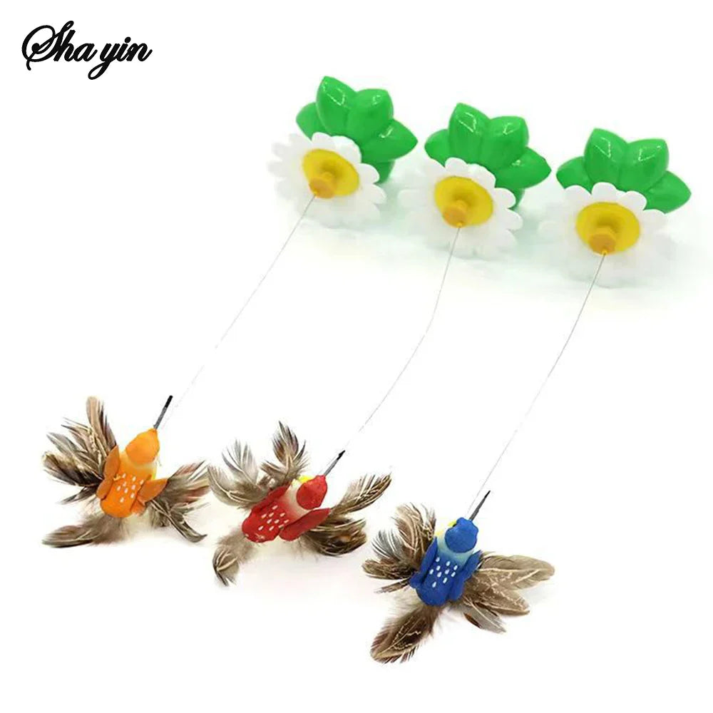 Electric Flying Bird Teasing Stick Automatically Spins Around, Hummingbird Cat Self-Play Toy Pet Zen