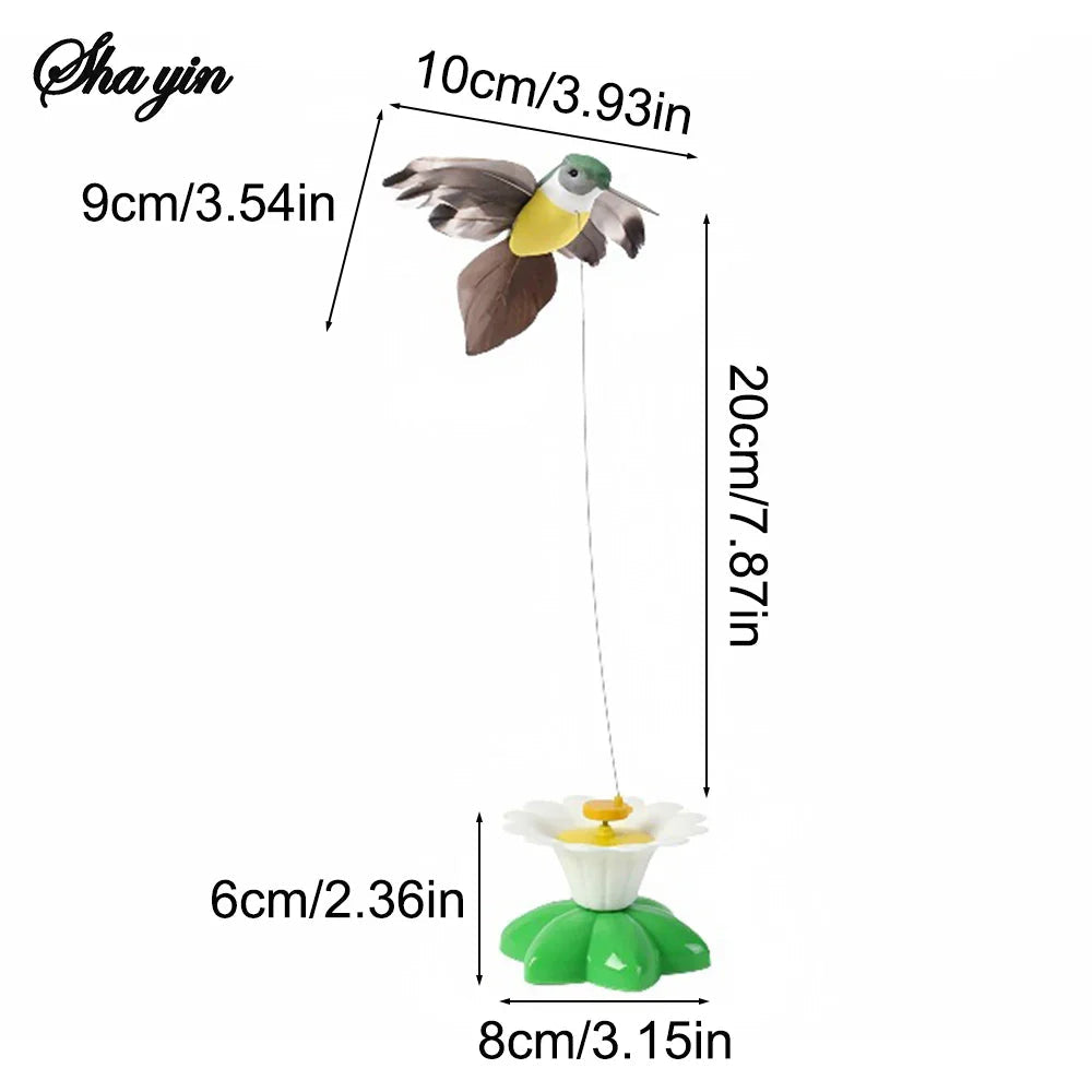 Electric Flying Bird Teasing Stick Automatically Spins Around, Hummingbird Cat Self-Play Toy Pet Zen