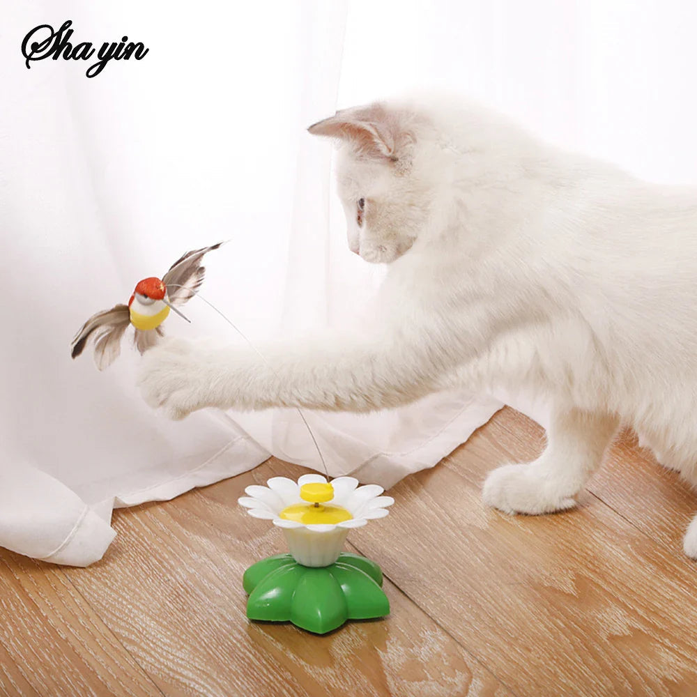 Electric Flying Bird Teasing Stick Automatically Spins Around, Hummingbird Cat Self-Play Toy Pet Zen