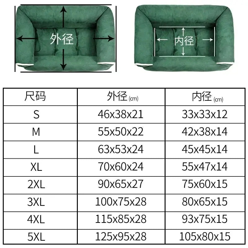 S/M/L/XL Pet Dog Bed Sofa Deep Sleep Dog House Square Thickened Warm Cat Mat Small Kennel Pet Product Breathable Blanket Winter