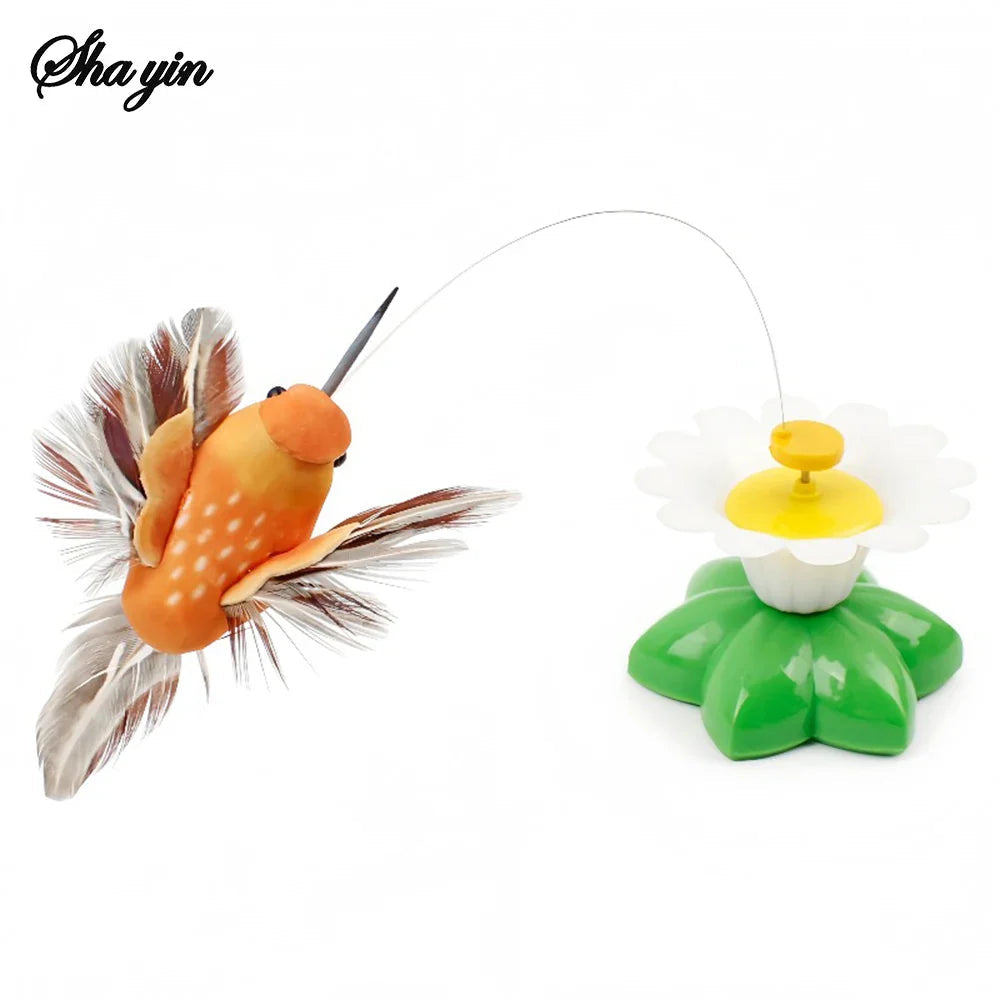 Electric Flying Bird Teasing Stick Automatically Spins Around, Hummingbird Cat Self-Play Toy Pet Zen